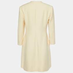 Pre Owned Christian Dior Cream Wool & Silk Mini Dress L