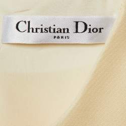 Pre Owned Christian Dior Cream Wool & Silk Mini Dress L