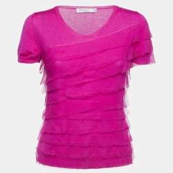 Christian Dior Pink Magenta Wool Blend & Silk Top M