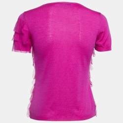 Christian Dior Pink Magenta Wool Blend & Silk Top M