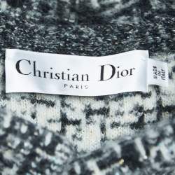 Christian Dior Black/White Wool Blend Belted Coat M