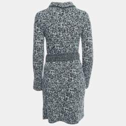 Christian Dior Black/White Wool Blend Belted Coat M