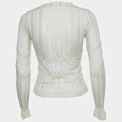 مملوكة مسبقًا Dior Vintage Off White Knit Buttoned Long Sleeve Top S