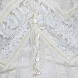 مملوكة مسبقًا Dior Vintage Off White Knit Buttoned Long Sleeve Top S