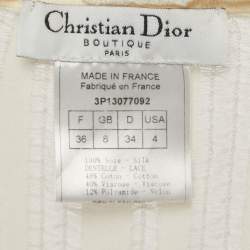 مملوكة مسبقًا Dior Vintage Off White Knit Buttoned Long Sleeve Top S