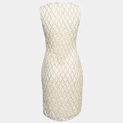 Christian Dior Off-White Sequined Lace Sleeveless Short Dress M