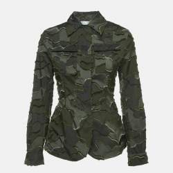 Pre Owned Christian Dior Military Green Camouflage Synthetic Zip Front Jacket S