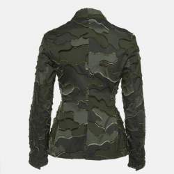 Pre Owned Christian Dior Military Green Camouflage Synthetic Zip Front Jacket S