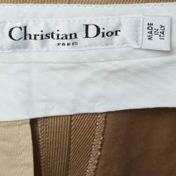 Pre Owned Dior Brown Cotton Fitted Trousers S
