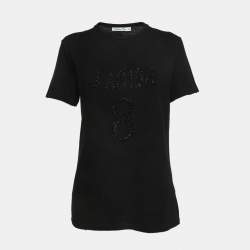  Dior Black Logo Embellished Cotton Blend Half Sleeve T-Shirt M