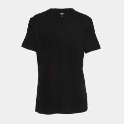  Dior Black Logo Embellished Cotton Blend Half Sleeve T-Shirt M