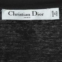  Dior Black Logo Embellished Cotton Blend Half Sleeve T-Shirt M