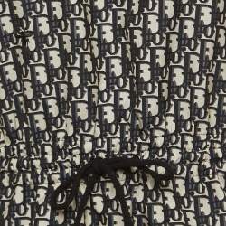 Pre Owned Dior Navy Blue Oblique Jacquard Hooded Mini Dress M