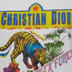 مملوكة مسبقًا Dior White Indian Animals Tiger Print Cotton Half Sleeve T-Shirt S
