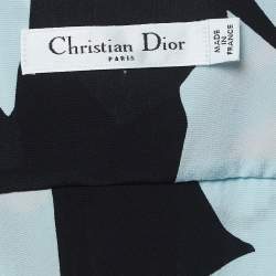 Pre Owned Christian Dior Blue Printed Pleated Silk Top L