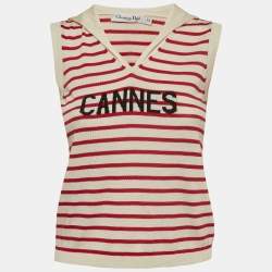 Dior White/Red Cannes Knit Top S