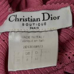 Dior Vintage Pink Perforated Knit Long Sleeve Top S