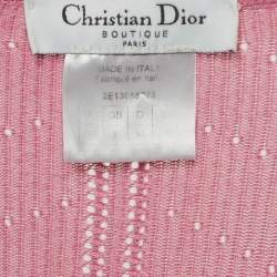 Dior Vintage Pink Perforated Knit Long Sleeve Top S