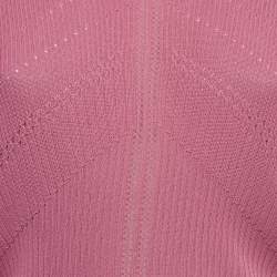 Dior Vintage Pink Perforated Knit Long Sleeve Top S