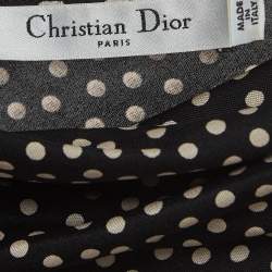 Pre Owned Dior Black Dotted Silk Knit Sleeveless Cowl Neck Midi Dress S