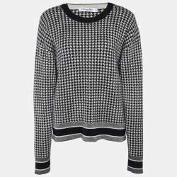 Christian Dior Black/White Checked Cashmere Sweater M