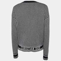 Christian Dior Black/White Checked Cashmere Sweater M