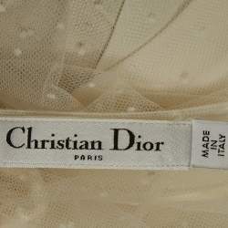 Pre Owned Christian Dior White Dotted Tulle Blouse S