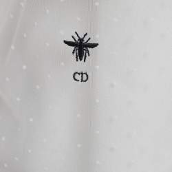 Pre Owned Christian Dior White Dotted Tulle Blouse S
