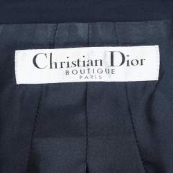Dior Vintage Navy Blue Wool Blend Single Breasted Blazer S