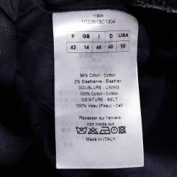 Pre Owned Dior Dark Blue Embroidered Denim Flared Dress L