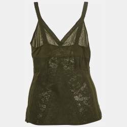 Pre Owned Christian Dior Boutique Military Green Wool Blend Knit Tank Top M