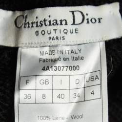 Christian Dior Boutique Black Pointelle Knit Wool Zipper Vest S