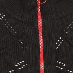 Christian Dior Boutique Black Pointelle Knit Wool Zipper Vest S