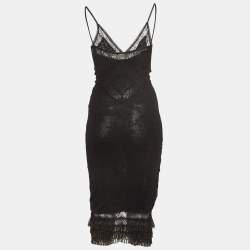 Pre Owned Christian Dior Boutique by John Galliano Black Sheer Lace Midi Dress L