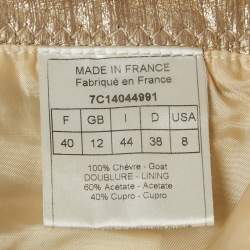 Pre Owned Christian Dior Boutique Gold Printed Leather Straight Pants M 