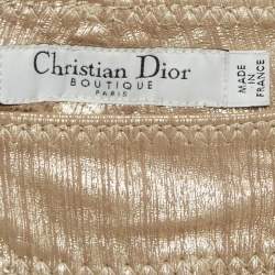 Pre Owned Christian Dior Boutique Gold Printed Leather Straight Pants M 