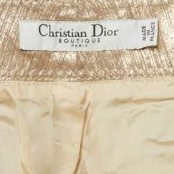 Pre Owned Christian Dior Boutique Gold Printed Leather Straight Pants M 