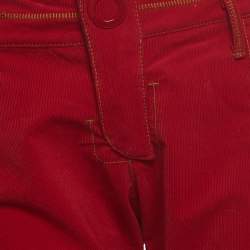 Christian Dior Boutique Red Corduroy Zip Detail Straight Pants M