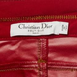 Christian Dior Boutique Red Corduroy Zip Detail Straight Pants M