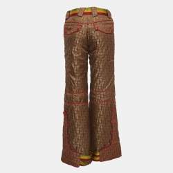 Pre Owned Christian Dior Boutique Brown Logo Monogram Synthetic Rasta Ski Pants M   