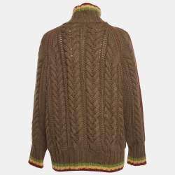 مملوكة مسبقًا Christian Dior Boutique Rasta Brown Cable Knit Cashmere Sweater M