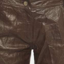 Christian Dior Boutique Brown Textured Leather Straight Leg Pants M 