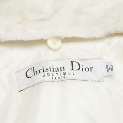 Christian Dior Boutique White Nylon and Detachable Fur Puffer Jacket M