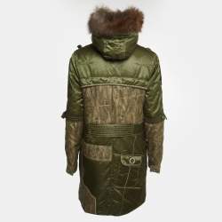 Christian Dior Boutique Green Cotton Blend and Fur Parka Jacket M