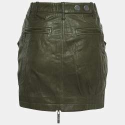 Pre Owned Christian Dior Boutique Green Leather Mini Skirt M