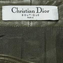 Pre Owned Christian Dior Boutique Green Leather Mini Skirt M