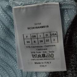 Christian Dior Light Blue Cashmere & Silk Knit Buttoned Sweater S