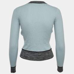 Christian Dior Light Blue Cashmere & Silk Knit Buttoned Sweater S