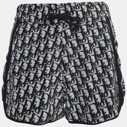 Christian Dior Navy Blue Logo Print Cotton Knit Drawstring Shorts XS