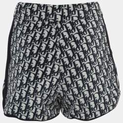 Christian Dior Navy Blue Logo Print Cotton Knit Drawstring Shorts XS